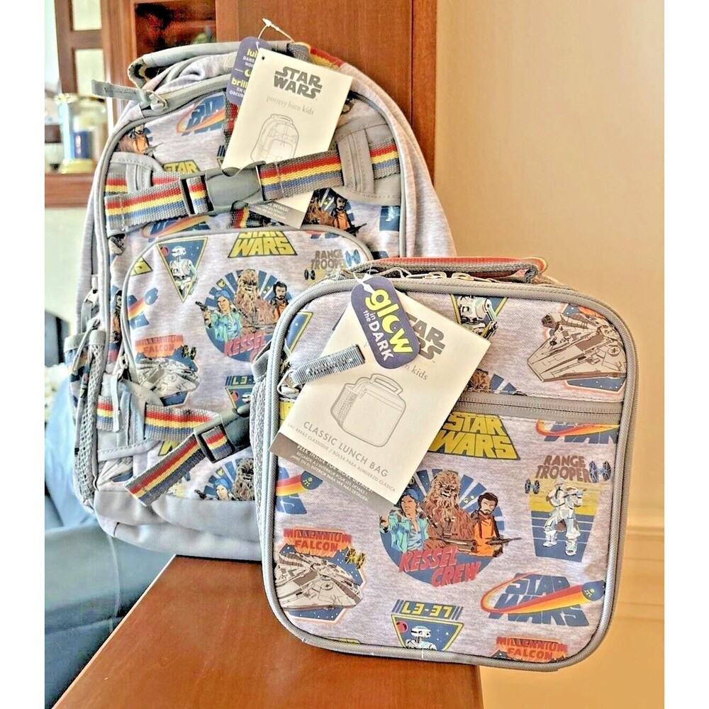 Pottery Barn School BACKPACK LUNCH WATER SET Marvel Star Wars travel Bag boy 4PC